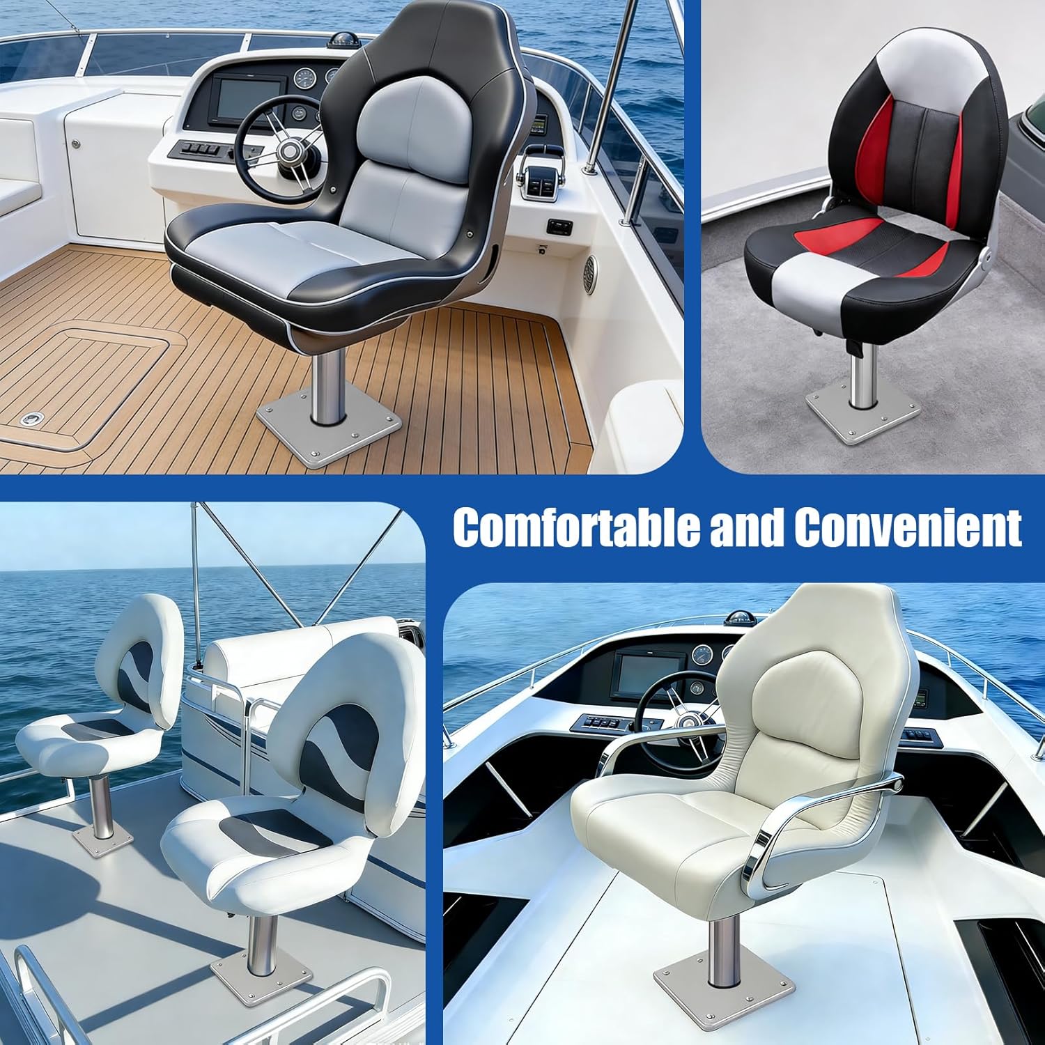 Boat Seat Base Mount - 7" x 7" Aluminum Pedestal Base with 3/4" Pin Post Socket - Heavy Duty Marine Grade Bracket for Fishing, Pontoon & Bass Boats - Universal Fit for Most Boat Seats