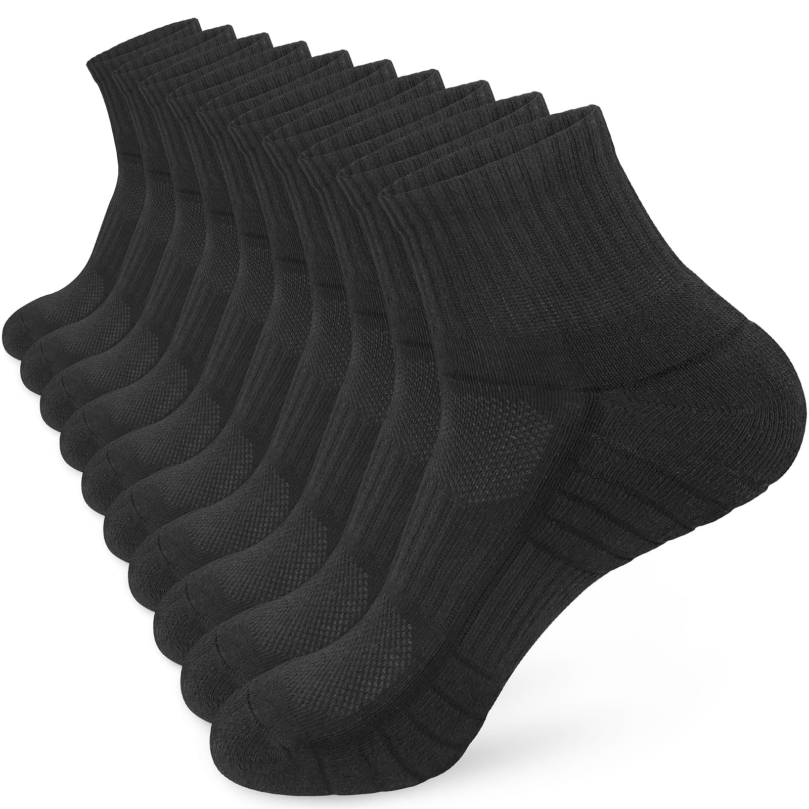 ouhos Womens Ladies White Black Running Trainer Ankle Socks Anti Blister Walking Hiking Sports Socks Cushioned Work Support Cotton Socks for Womens 4-7 Multipack Cycling Athletic Socks 5 Pairs