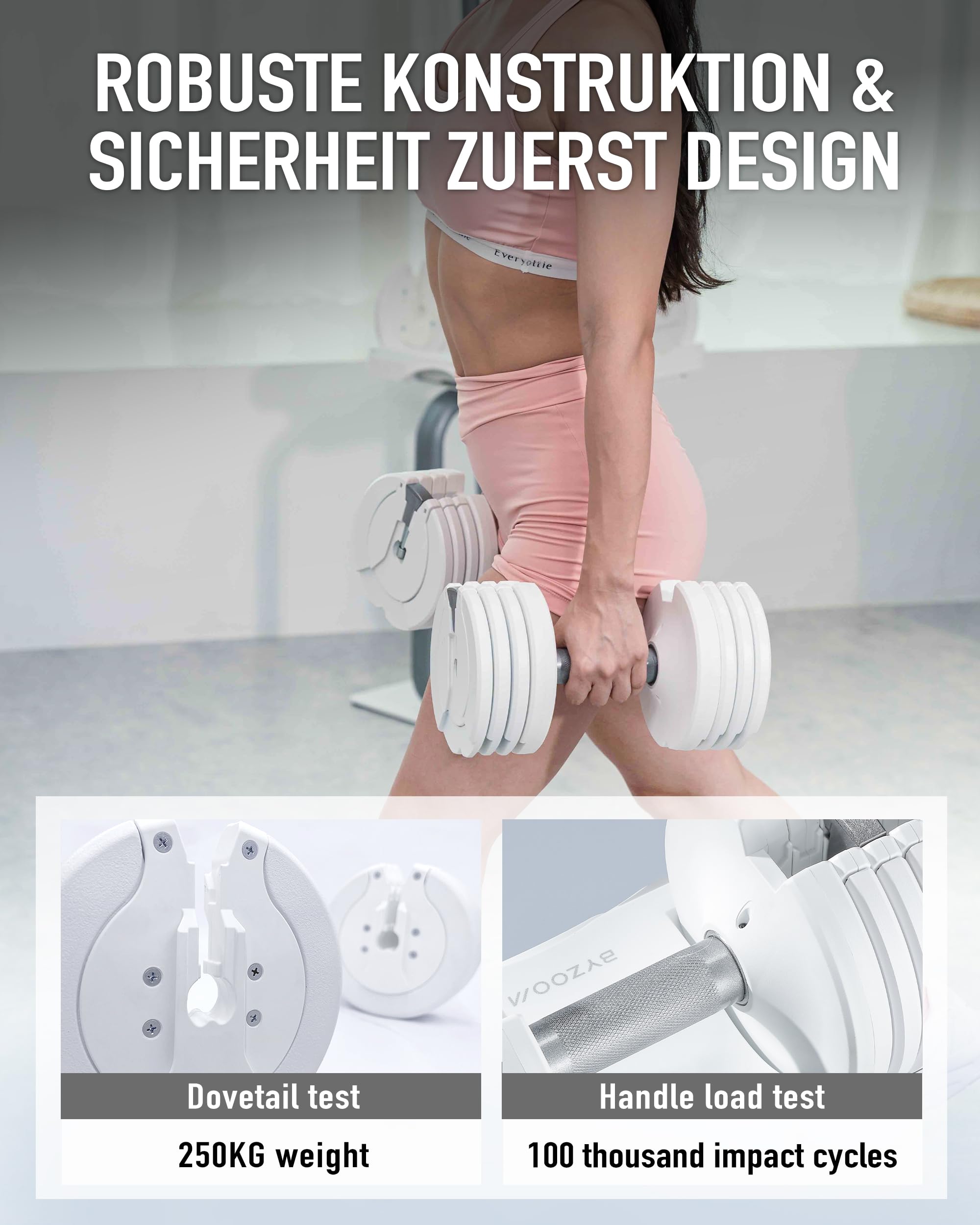 BYZOOM FITNESS Adjustable Dumbbell Single Piece, Verstellbare Hanteln 10 KG Einzeleinheit Ideale verstellbare Hanteln für zuhause, Krafttraining und Ganzkörpertraining 5-in-1 für Anfänger