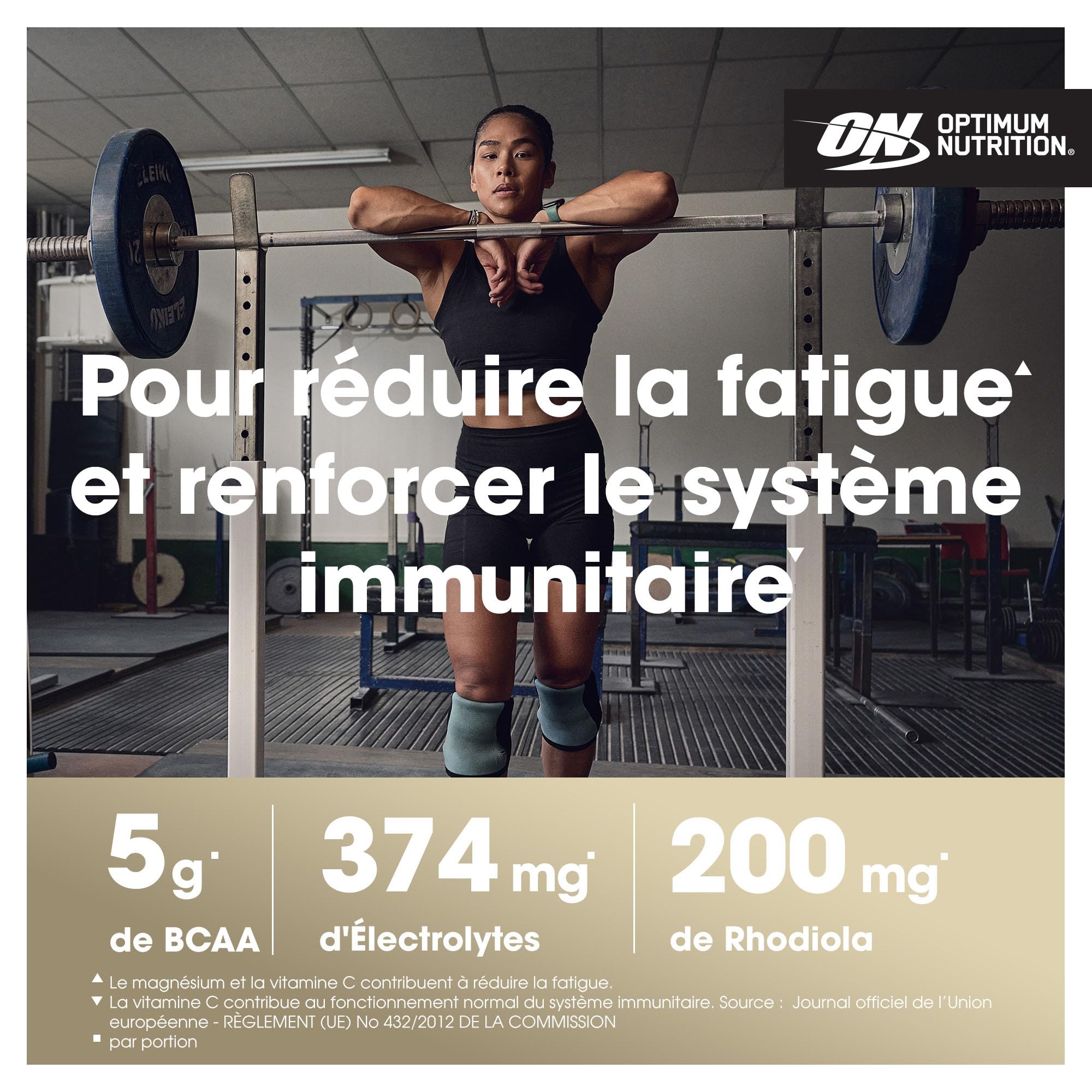 Optimum Nutrition Gold Standard BCAA Train + Sustain, poudre d'acides aminés pré-entraînement, boisson sportive, vitamine C, zinc, magnésium et électrolytes, saveur fraise & kiwi, 28 doses, 266 g