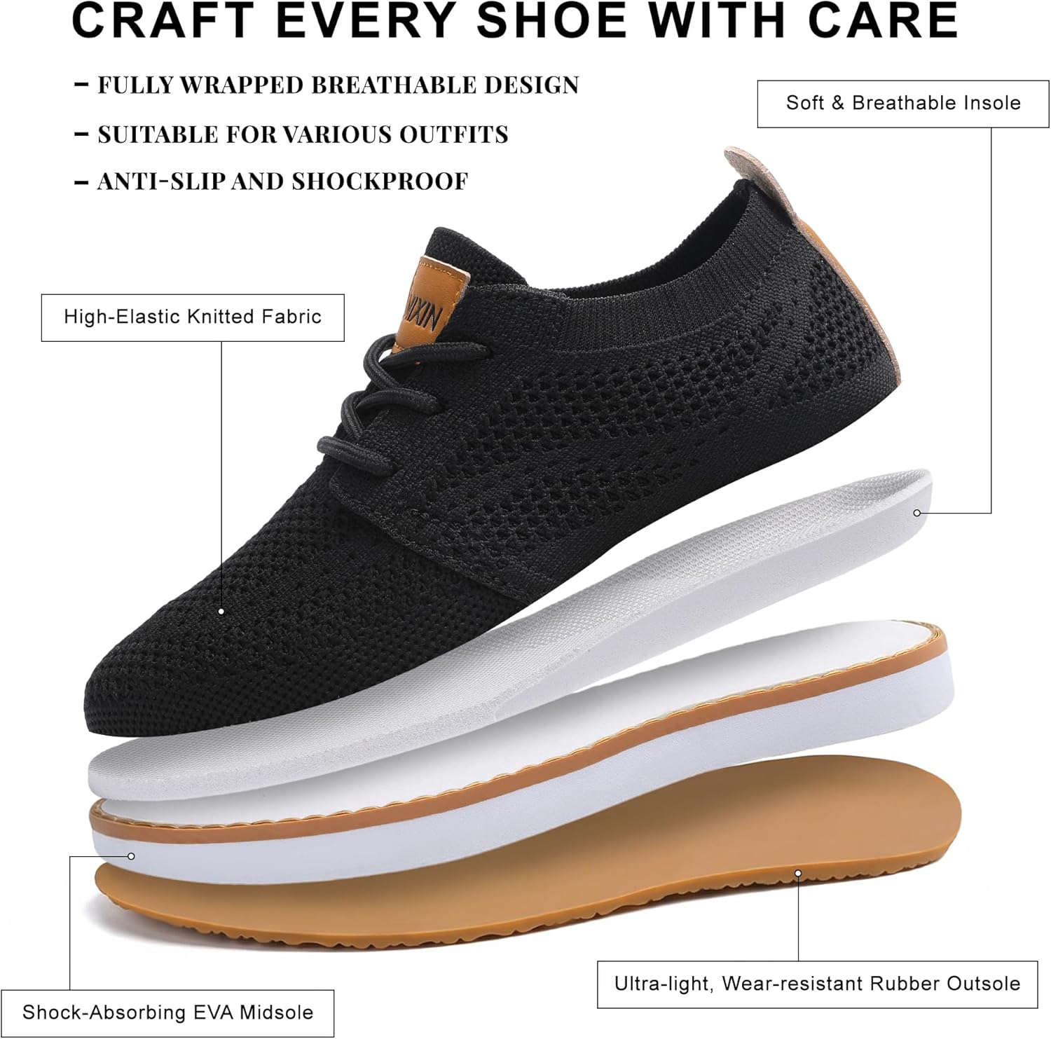 MIXIN Boy's Casual Dress Sneakers Oxfords Mesh Lightweight Breathable Lace-Up Walking Shoes