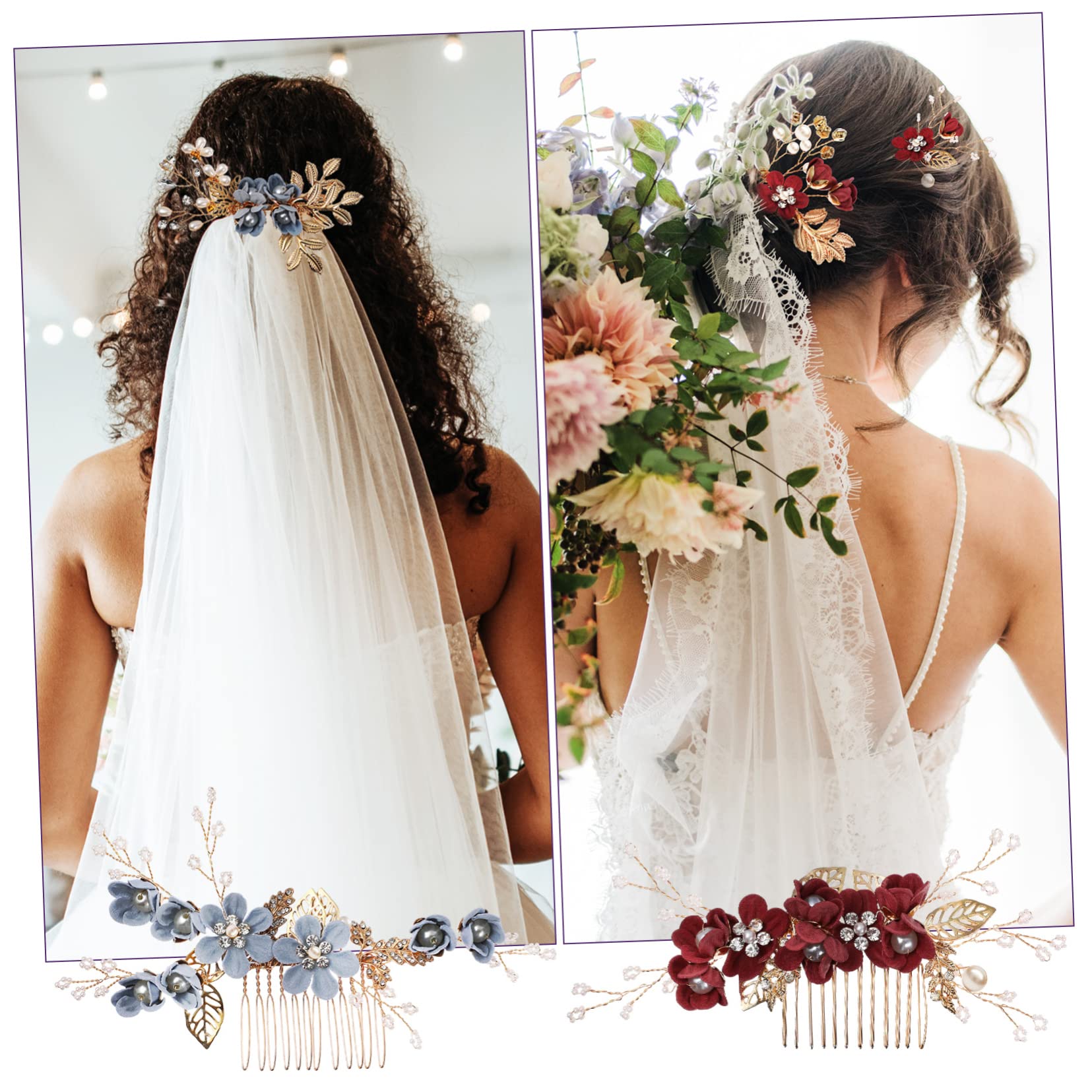 2set Fermaglio Matrimonio per Capelli da Sposa Perle Finte e Strass Pettine Laterale Accessori per Capelli per Sposa e Damigella d Onore
