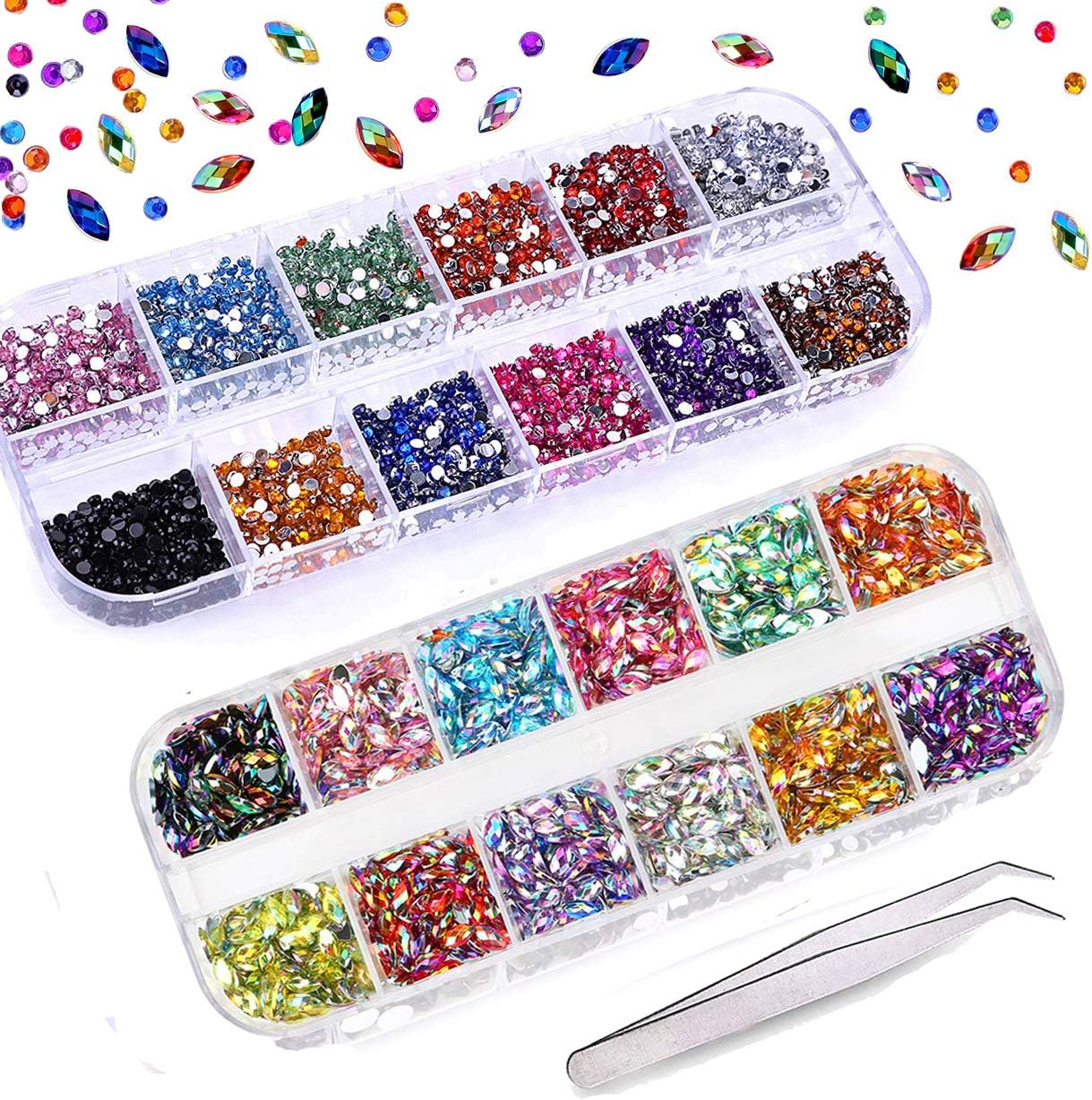 3000+ PCS Rhinestones for Craft, Mwoot AB Rhinestones Flat Back + Horse