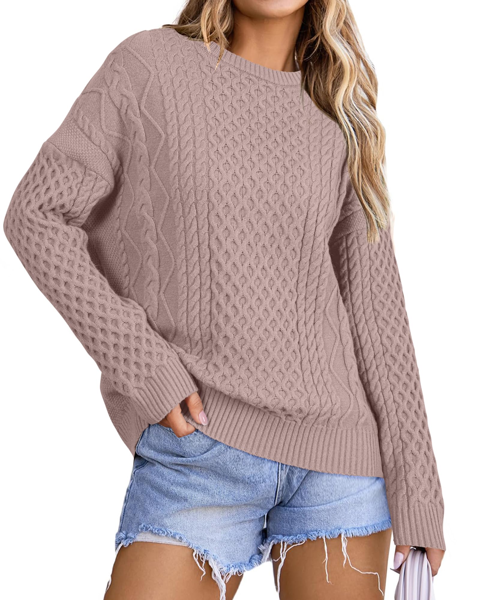 Arach Cloz Womens Wool Blend Cable Knit Spring Winter Chunky Oversized Sweaters 2026