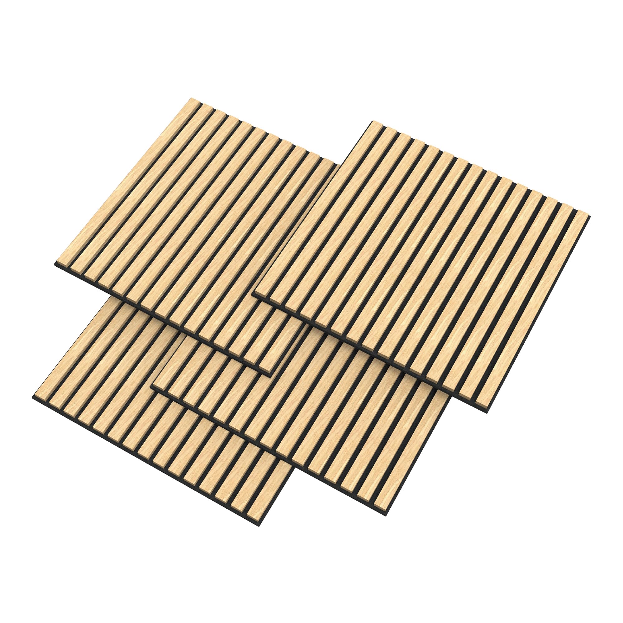 NEU.HOLZ Akustik Wandpaneele Vang 16er Set Wandverkleidung zum Kleben und Schrauben 5,76 m² Holzfurnier 3D Paneele geradlinige Lamellen in Eichenoptik, hell