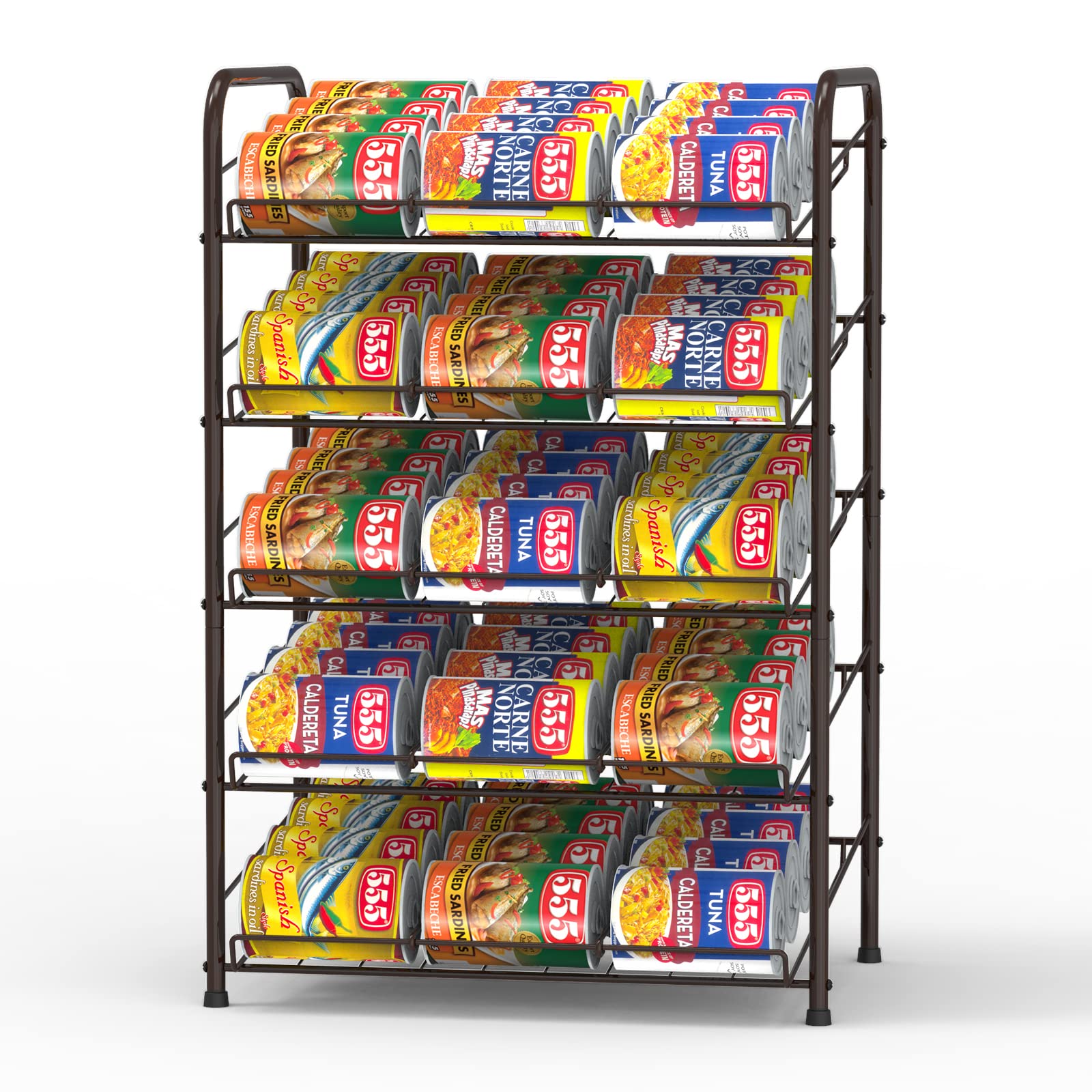 Fogein Can Organizer for Pantry, 5 Tier Can Rack Organizer Holds up to 60 Cans, Can Storage Dispenser Rack for food Storage, Kitchen Cabinet and Pantry,Bronze