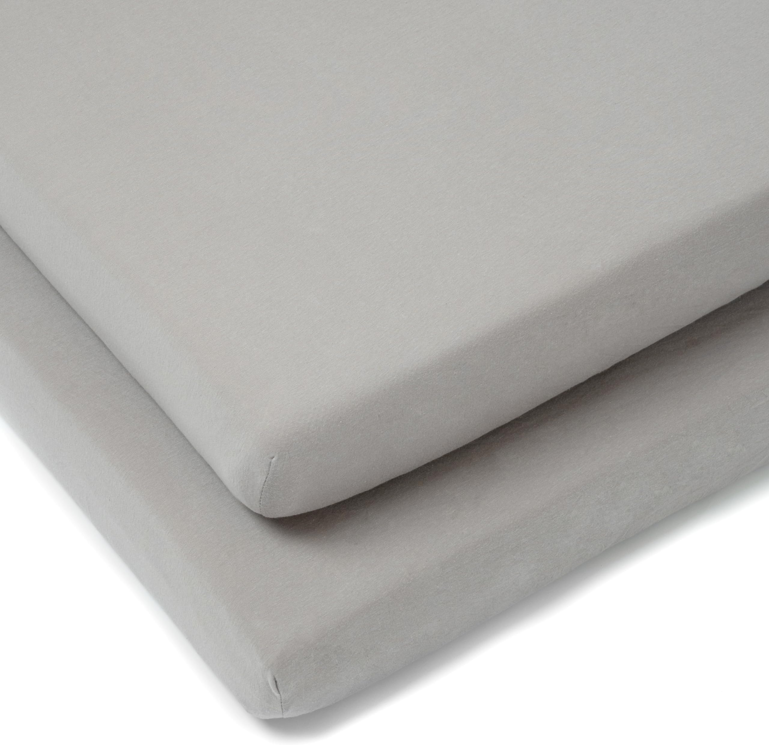 Clair de Lune 2 Pack Fitted Jersey Cotton Cot Sheets 60 x 120 cm (Grey)