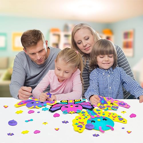 Miniatura 4 de VKPI Kit de regalo de 4 piezas de espuma EVA, creativo para hacer tus propias mariposas, proyectos de manualidades de papel de dibujos animados para