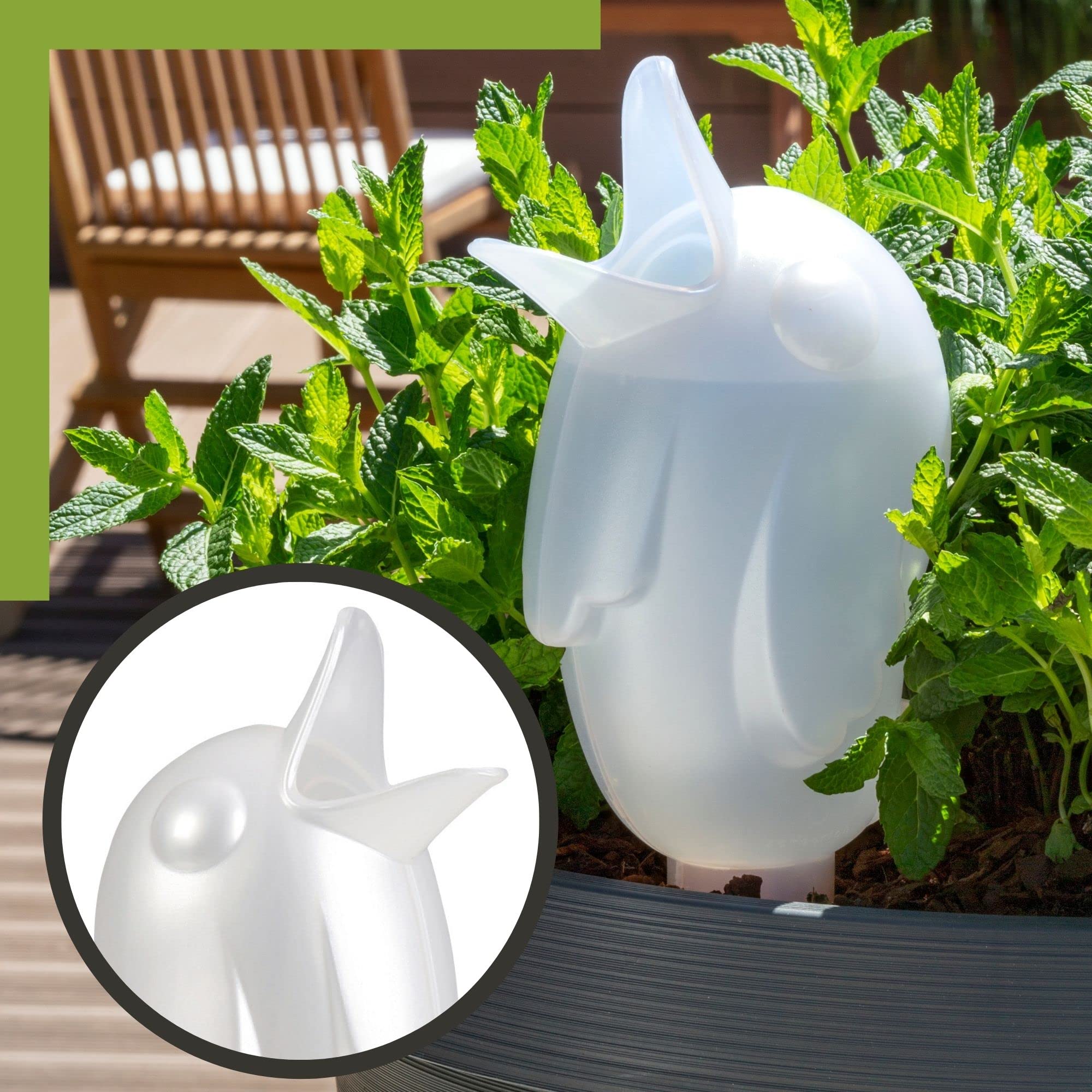 Scheurich Wasserspender Bördy XXL |2er Set Transparent/Grün | 1000 ml Füllmenge | Bewässerungskugel klein mit Ton Fuß | Wasserspender Pflanzen und Blumen Terrakotta Stiel