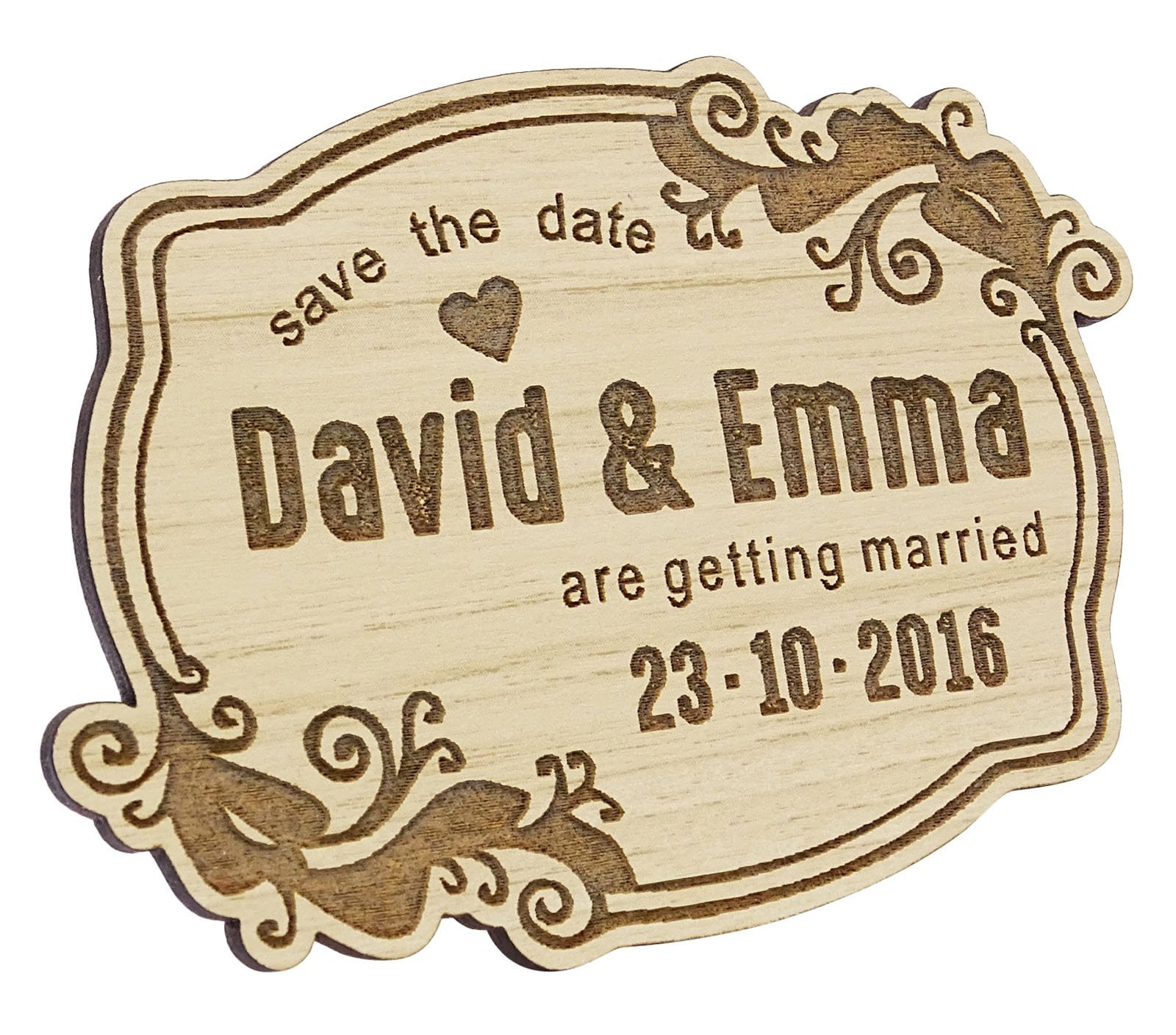 Darling Souvenir Grabado de Madera de Encargo del imán Gift 45 Boda rústica imán de la Fecha de Madera