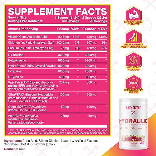 Miniatura 2 de Axe & Sledge Polvo hidráulico de preentrenamiento sin estimulación para hombres y mujeres  Rendimiento, resistencia, enfoque, bombas  L-citrulina,