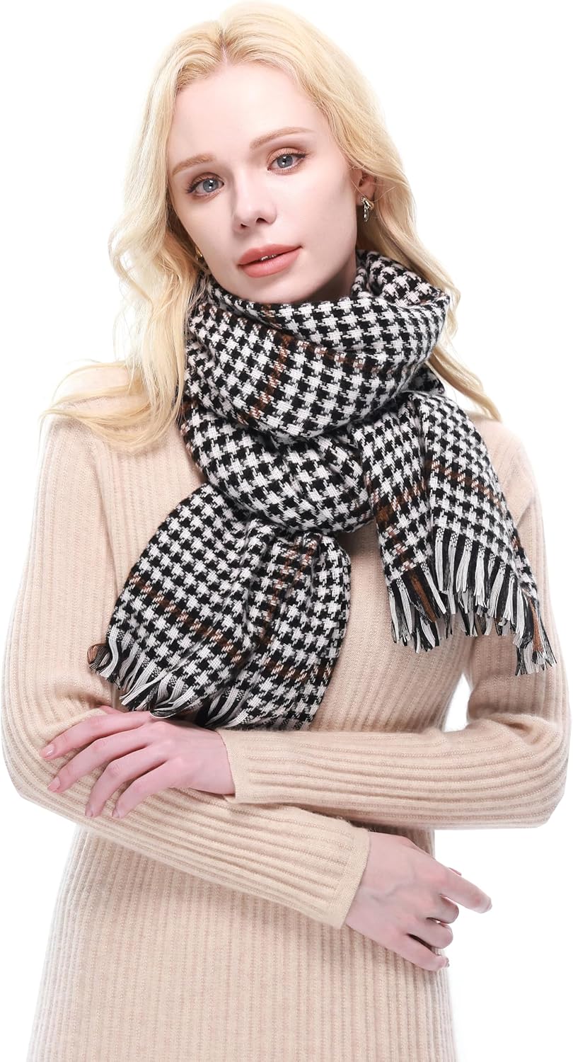 RIIQIICHY Plaid Scarf for Women Fall Winter Pashmina Scarves Wraps for Cold Weather Warm Large - Image 6