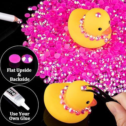 Miniatura 5 de 1500 diamantes de imitación de resina de 0.236 pulgadas a granel, color rosa intenso AB con parte trasera plana, diamantes de imitación redondos de