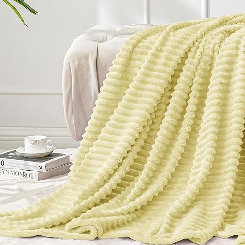 Vista 21 de BEDELITE Manta de forro polar para sofá – Manta de jacquard acanalado en 3D suave y cálida – acogedora, esponjosa, ligera manta gris para cama