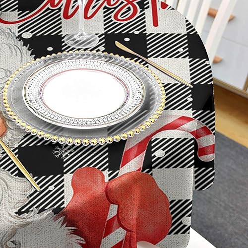 Miniatura 4 de ZOE GARDEN Christmas Santa Round Tablecloth Waterproof & Stainproof Tablecloths, Wipeable Table Cloth Wrinkle-Free for DiningPartyWedding Winter