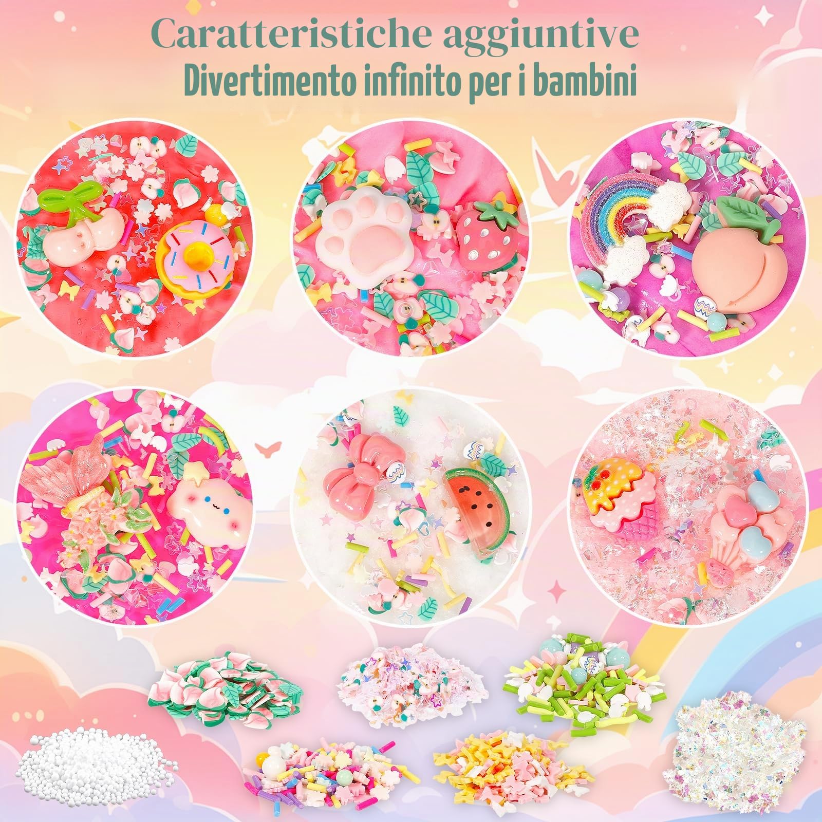 Fluffy Butter Kit Slime, 6 Confezioni Slime Kit, Soft and Stretchy, Kit Fai Da Te Giocattolo Antistress per Bambini, Giocattoli Regalo per Bambini