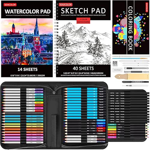 Soucolor Art Supplies, 76 Pack Drawing Set Sketching Kit, Gifts