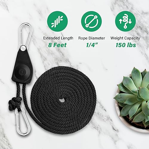 Miniatura 2 de HealSmart 2 correas de amarre ajustables para kayak de 14 de pulgada, correas de amarre ajustables y resistentes para polea de trinquete de carga,