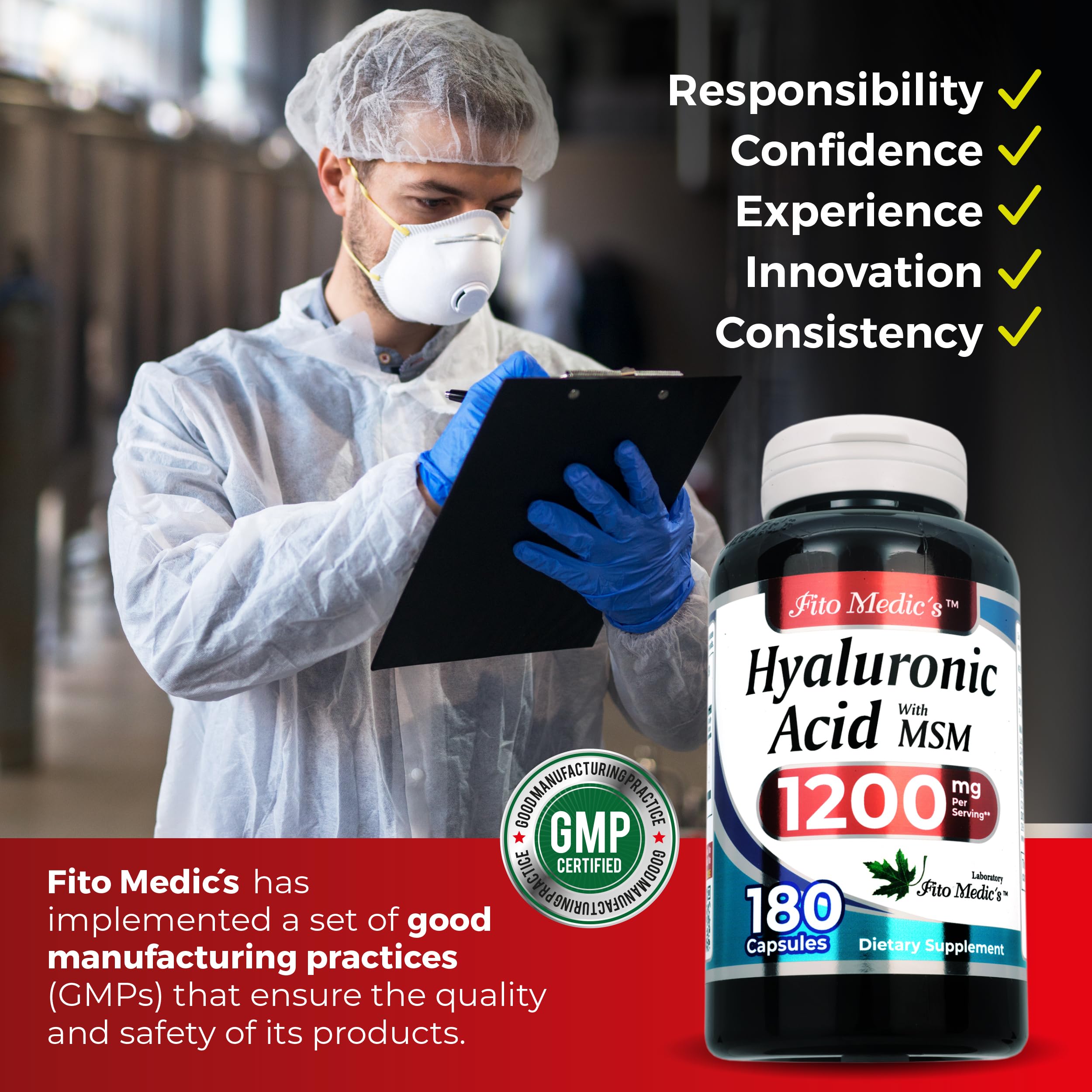 FITO MEDIC'S Lab | Hyaluronic Acid | Hyaluronic Acid Capsules | with MSM, 180 Capsules | Acido hialuronico | — Amazon image 6