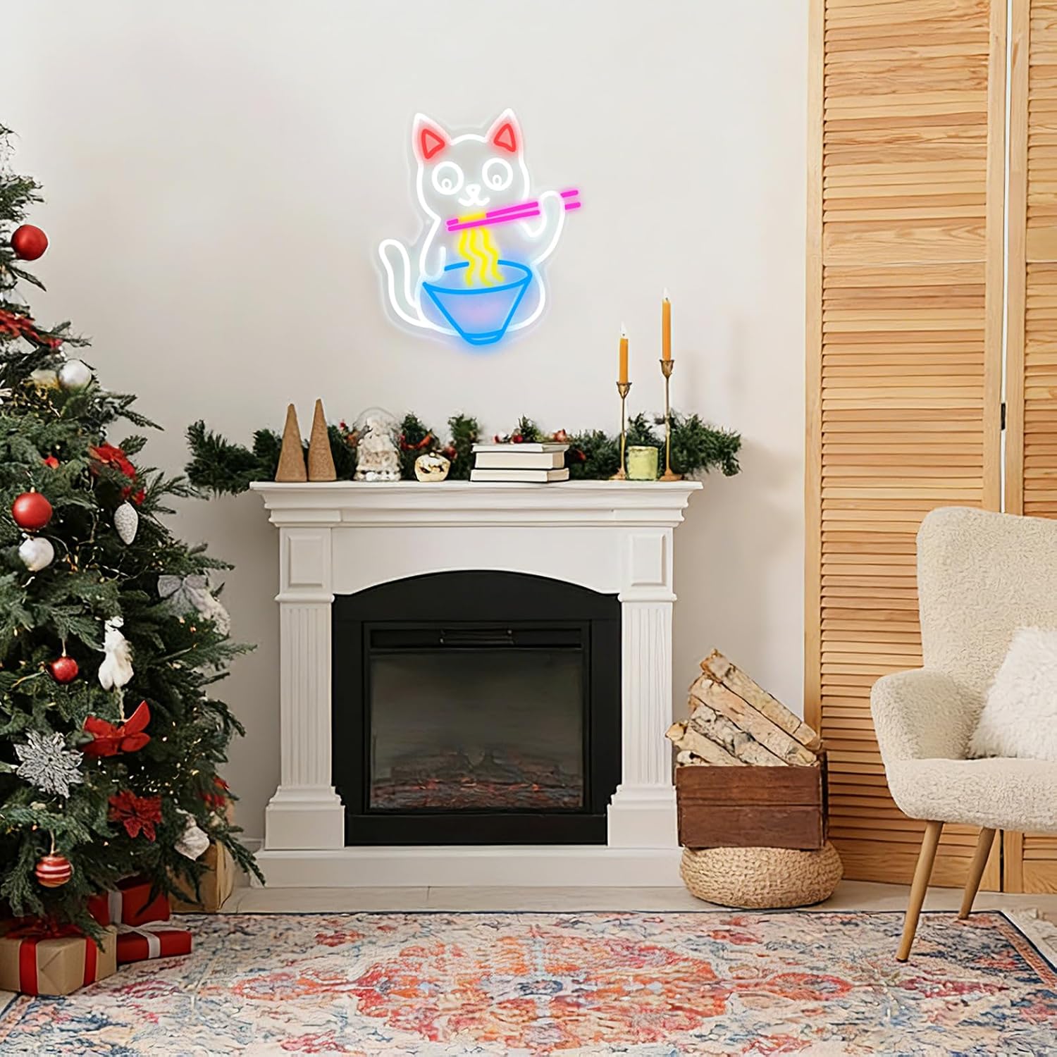 Cat Neon Sign Fortune Cat Ramen Neon Signs for Wall Decor with Dimmable USB Powered LED Lights Signs for Restaurant Bar Party Bedroom Birthday Gifts