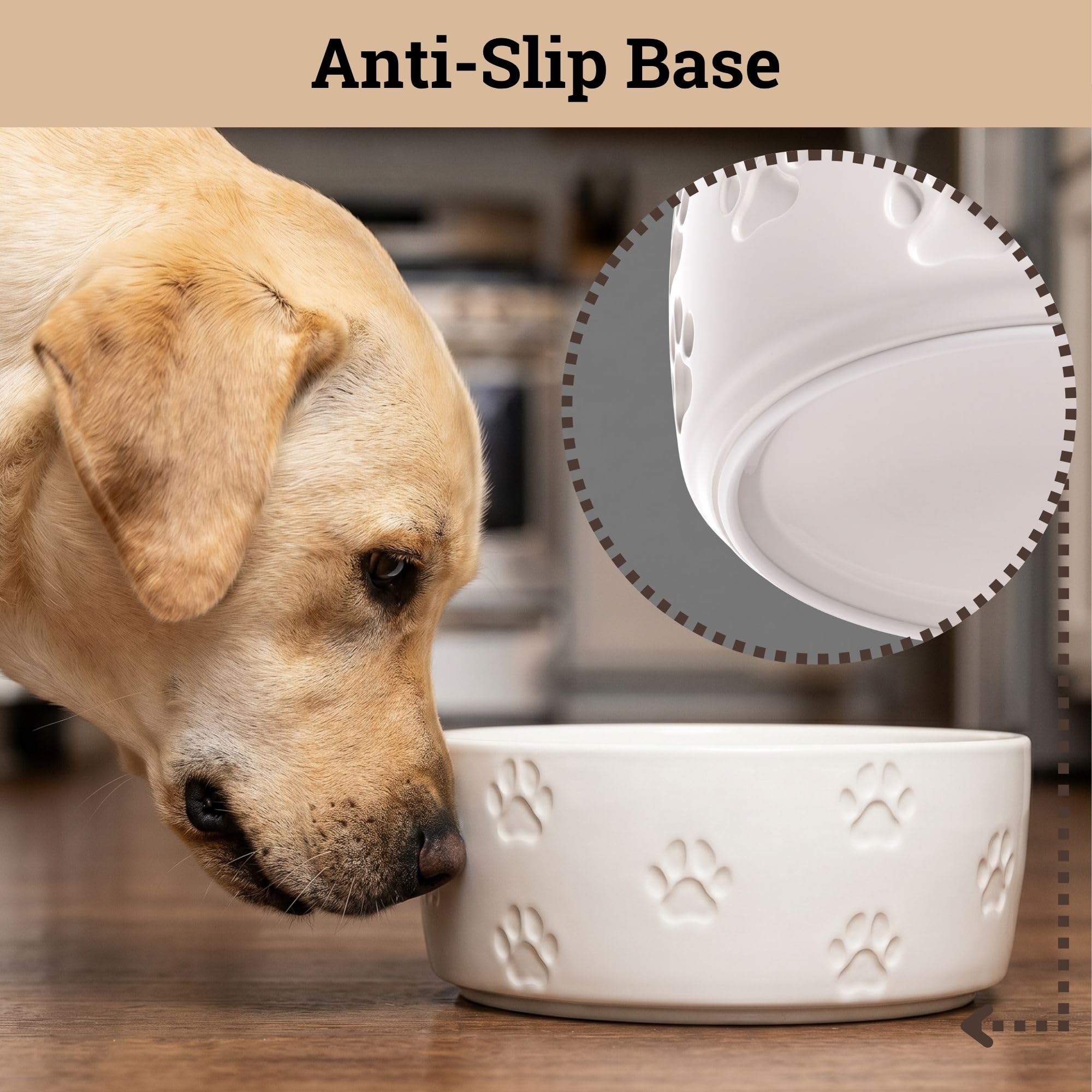 食器 Dog Ceramic Dog Bowl Set of 2 with Anti-Skid Base - 7.5