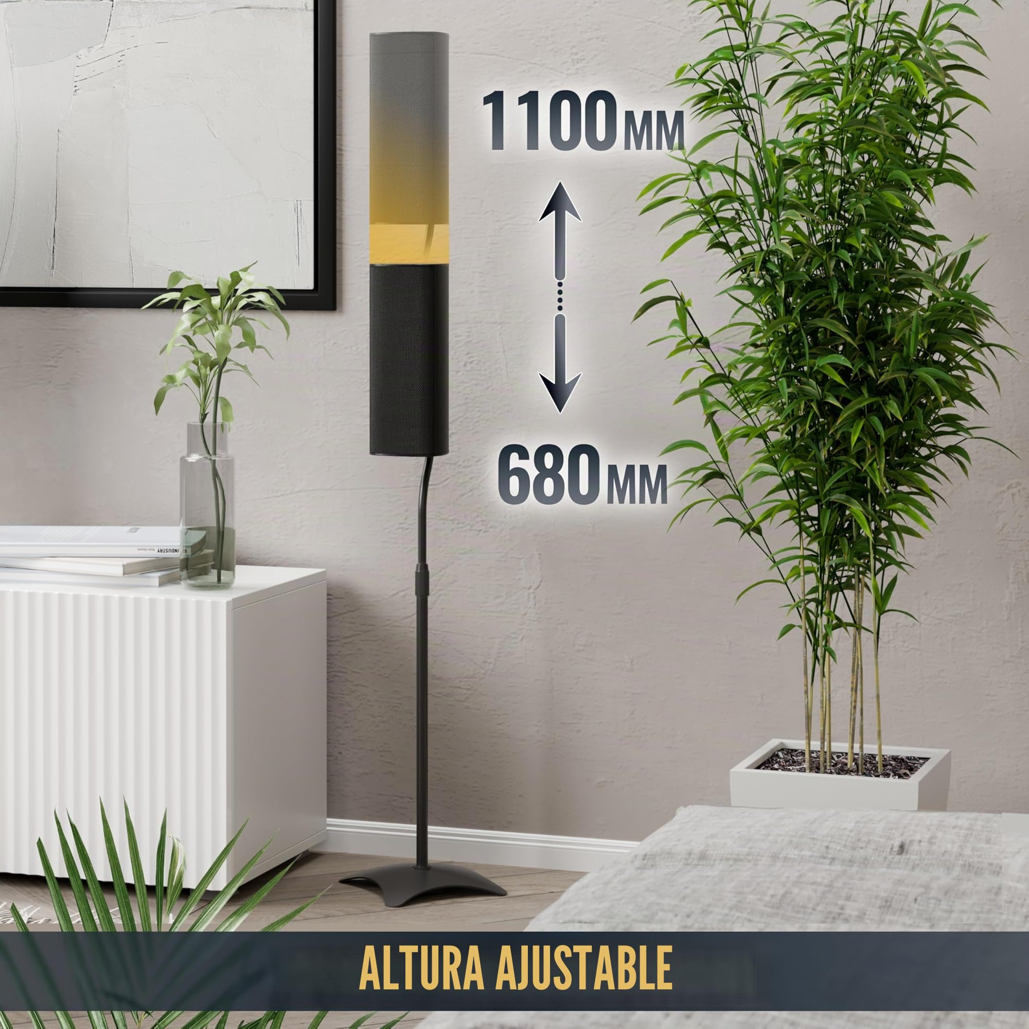 RICOO Soporte de pie Altavoz Base de Suelo Stand para bafles de Sonido BH08-B Peana para Altavoces Altura Ajustable Soundbox Bluetooth 1 Par Negro