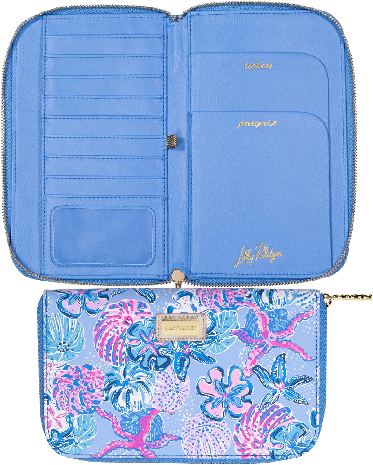 Lilly Pulitzer Travel Wallet Passport Holder, Vegan Leather Wristlet Wallet for Women, Travel Document Organizer, Bahamas Beachcomber - Image 1 of 4