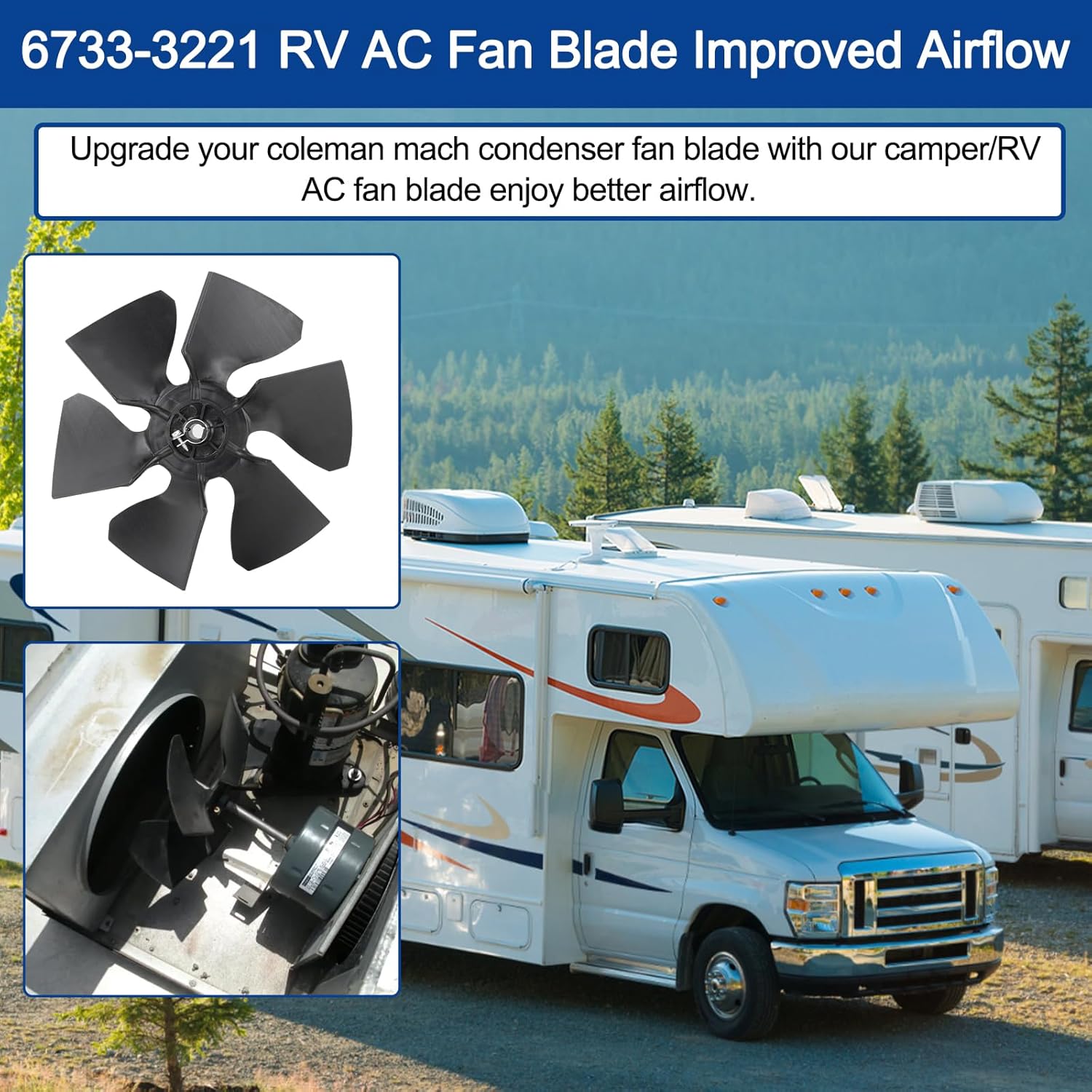 6733-3221 RV AC Fan Blade Replacement Coleman Mach AC Parts Compatible with Coleman 67333221 6733322 Fan Blade
