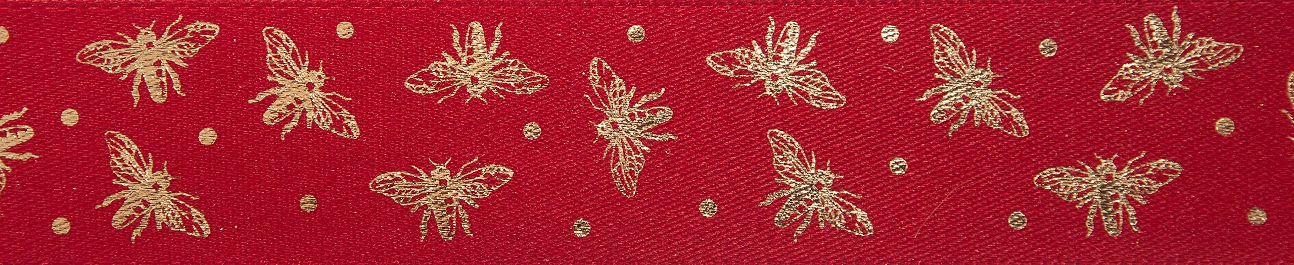 Berisfords Polyester Ribbon, RED/Gold, 15mm x 20m