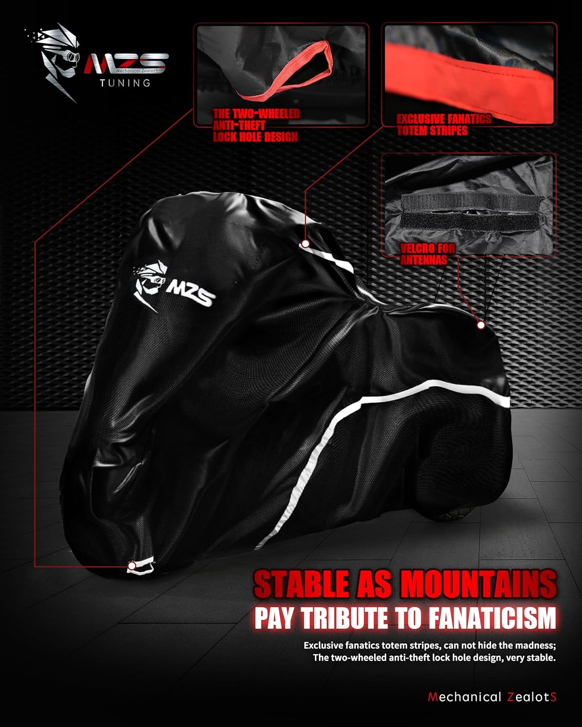 MZS Motorcycle Cover Waterproof Outdoor Storage, 420D All Season Weather Touring Protection Side & Top Box Cover fit up to 110" Compatible With Road Glide Ultra CVO Pursuit Limited Wing Voyager