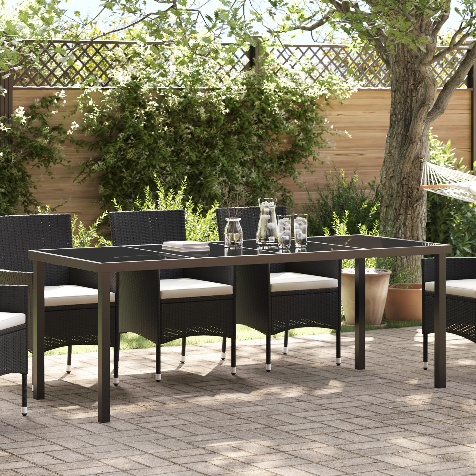 Table de jardin en verre trempé et aluminium anthracite haut de gamme
