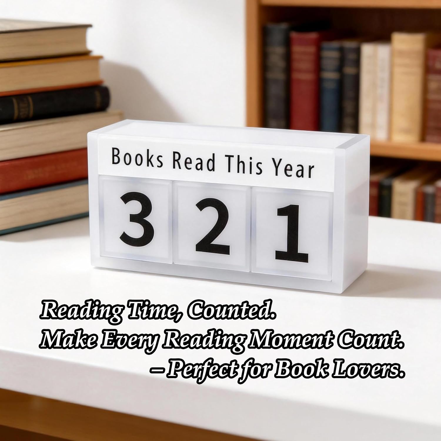 Books Read This Year Counter, Book Lovers Gifts Acrylic Reading Tracker, Bookish Gifts for Readers, Gifts for Book Lovers Women, Thoughtful Reading Challenge Display 0–365 (1) - Image 3