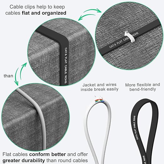 Cable Ethernet Cat6 Plano 15.24m 500MHz 10Gbps Negro Lteirwe miniatura 4