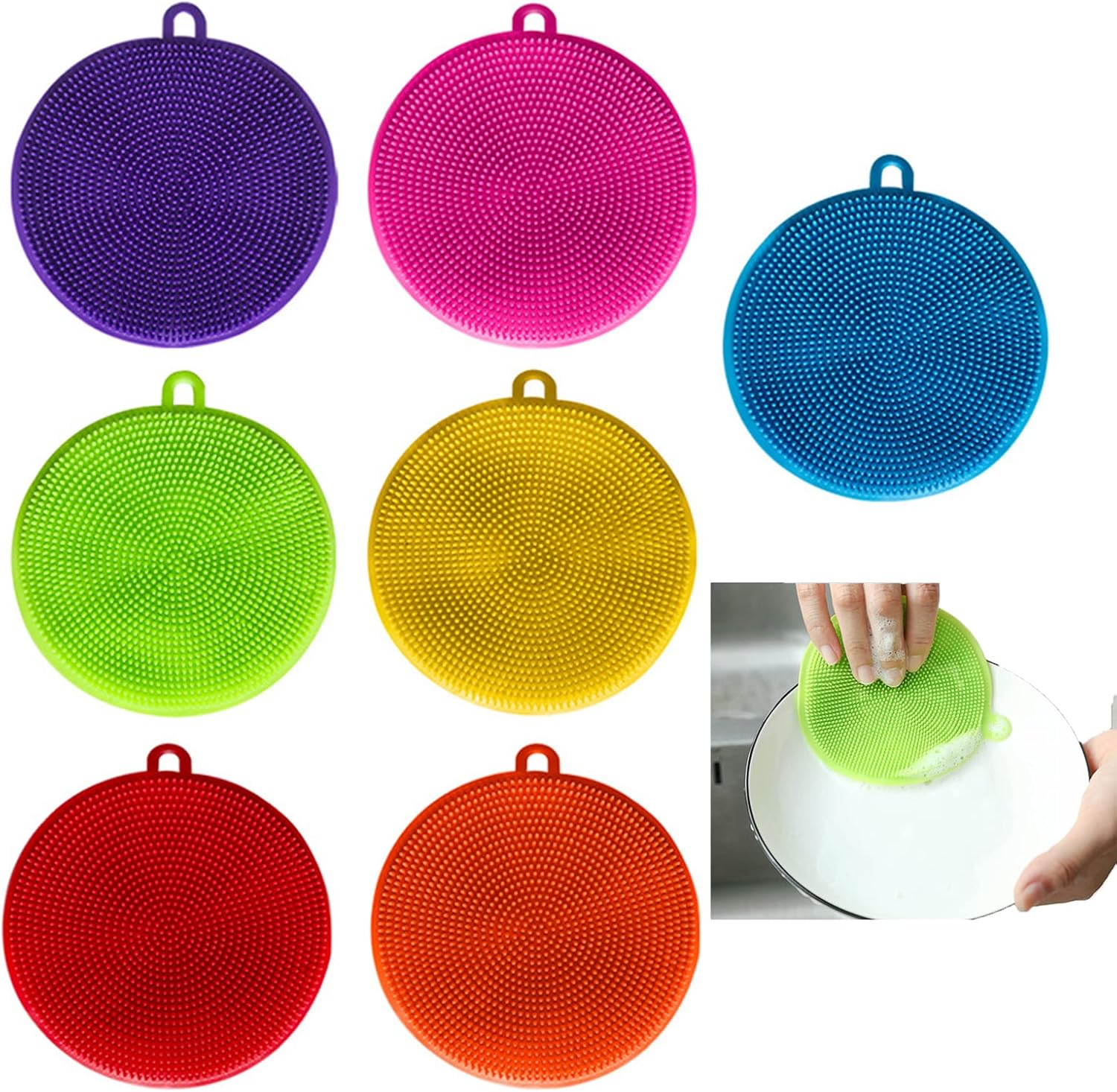 7Pcs Silicone Sponge, Silicone Washing up Sponge, Washing up Sponge