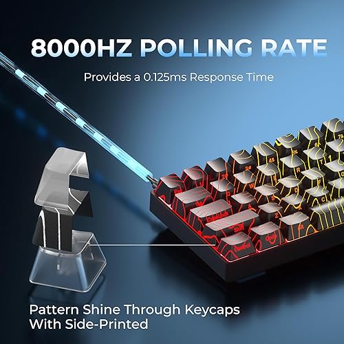 Miniatura 3 de OHY Teclado para juegos 60 por ciento, XVX HE68 Teclado de disparo rápido con interruptores magnéticos de efecto Hall, marco de aluminio CNC, tasa