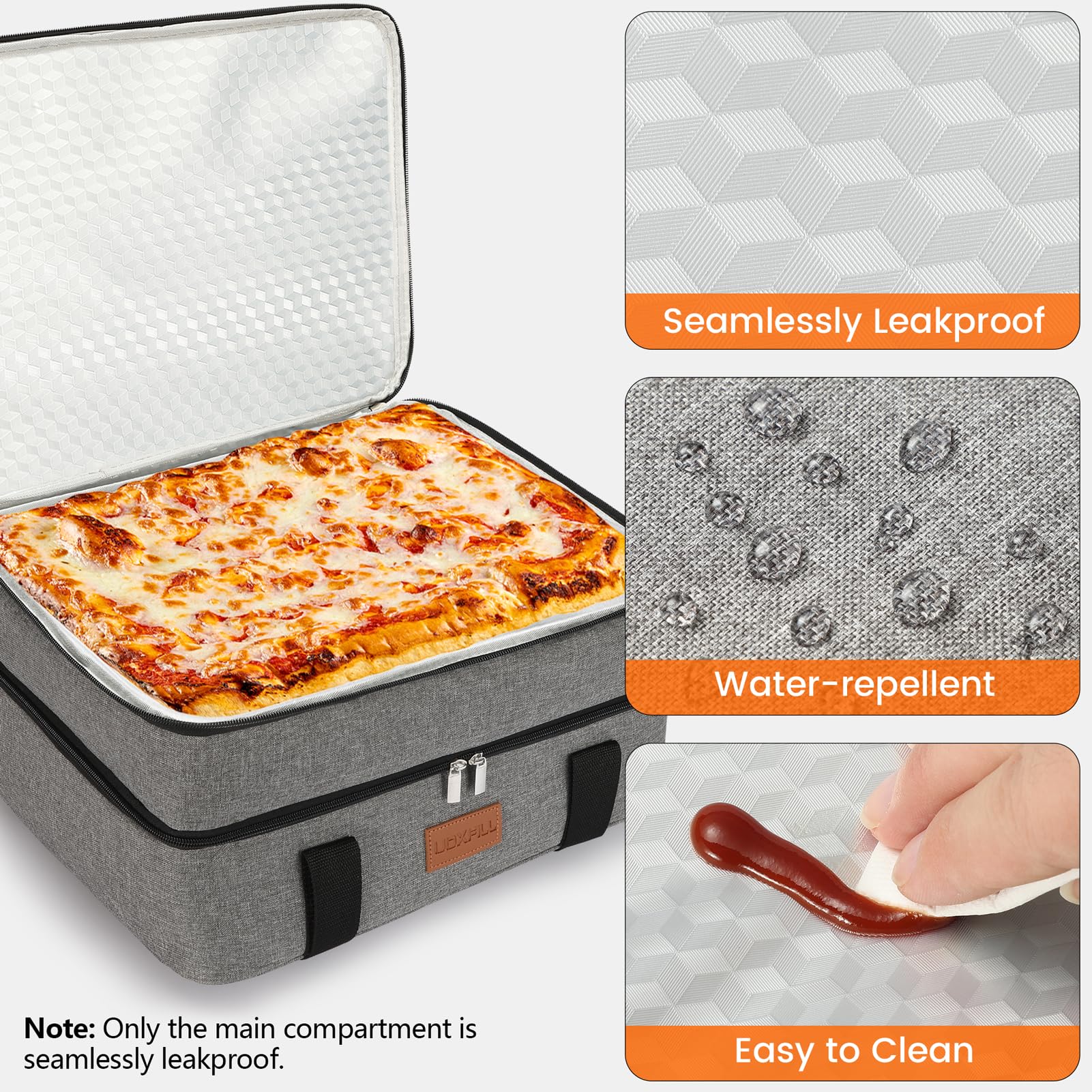 Bolsa de almuerzo térmica aislada para alimentos de dos pisos para alimentos calientes o fríos, bolsa de mano aislada para comidas al aire libre, picnic, soporte para lasaña, se adapta a bandeja para