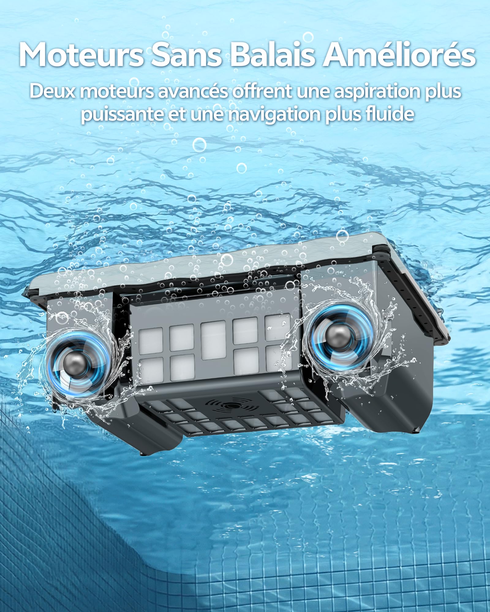 T1B Robot Nettoyeur Skimmer Solaire Robot de Surface Piscine, avec Nettoyage 24h/7, Double Modes de Recharge, Retour Automatique à la Base, adapté aux piscines Enterrées et Hors Sol (Bleu)