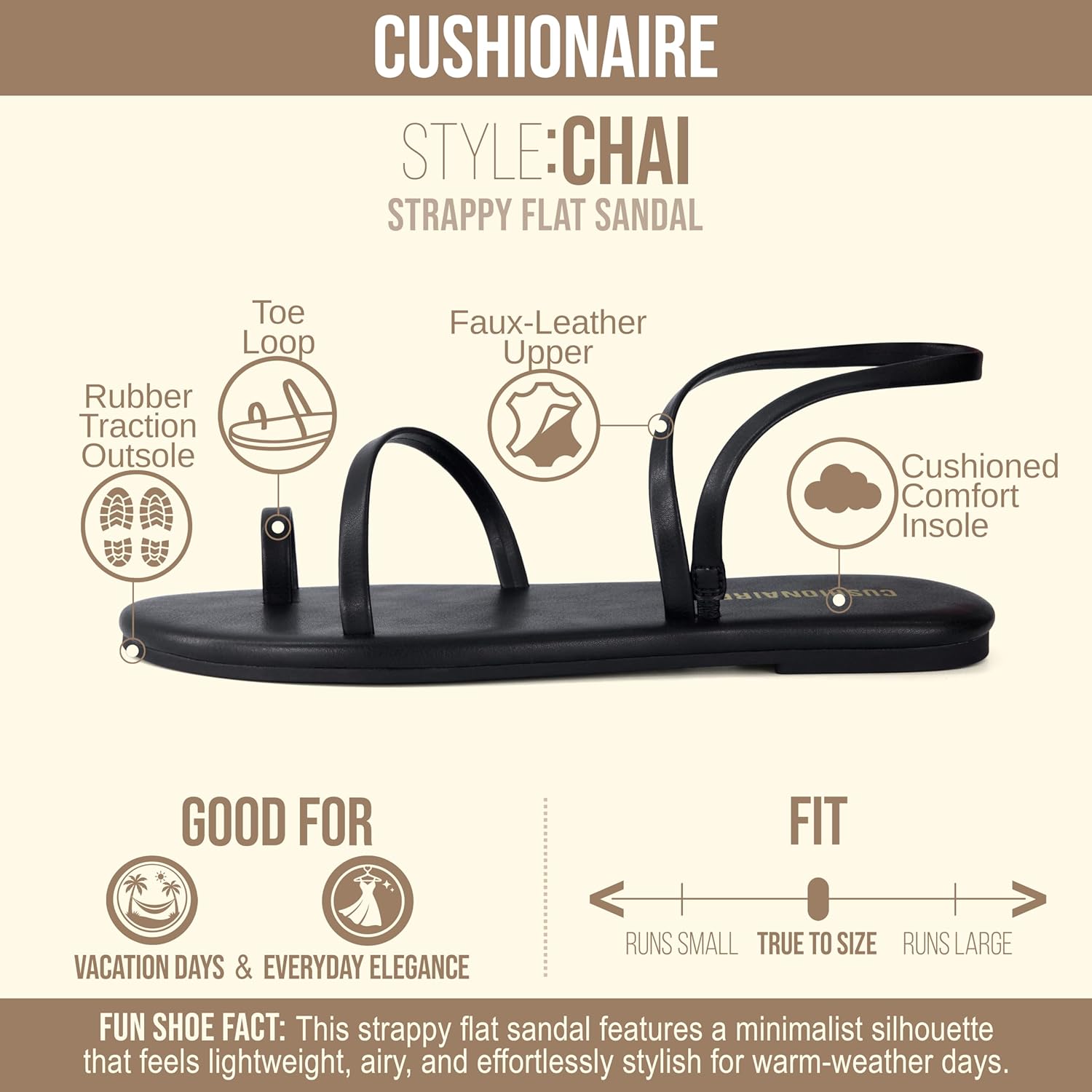 CUSHIONAIRE Women's Strappy Flat Sandals - Image 4