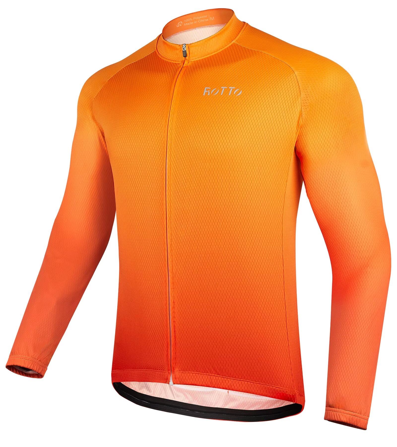 ROTTO Herren Radtrikot Fahrradtrikot Langarm Rennrad Trikot Farbverlauf Reihe