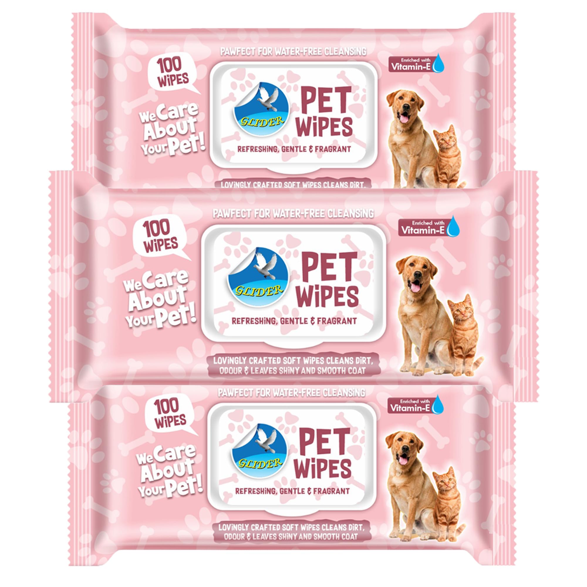Glider Pet Wipes for Dogs,Cats & Pets|Cleaning & Deodorising Body,Face & Skin (Pack of 3 (300 Wipes) (B0CQBYR1JX) Amazon Price History, Amazon Price Tracker