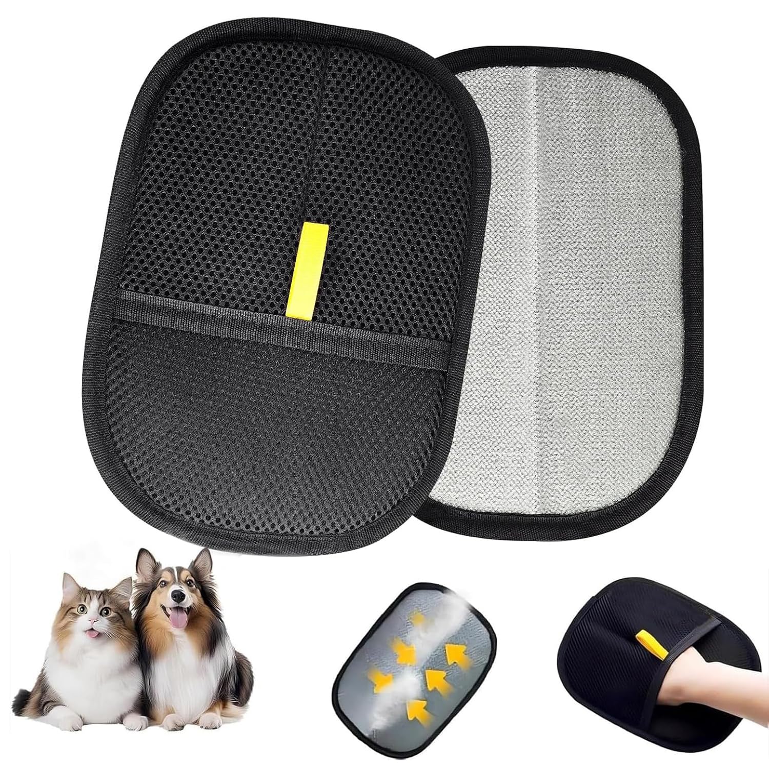 Fellpflege-Handschuhe für Katze, Hundepflege-Handschuh, Haustier-Pflegehandschuhe, wiederverwendbarer Katzen- und Hundehaarentferner für Couch, Möbel, Teppich, Vorhang Haustier