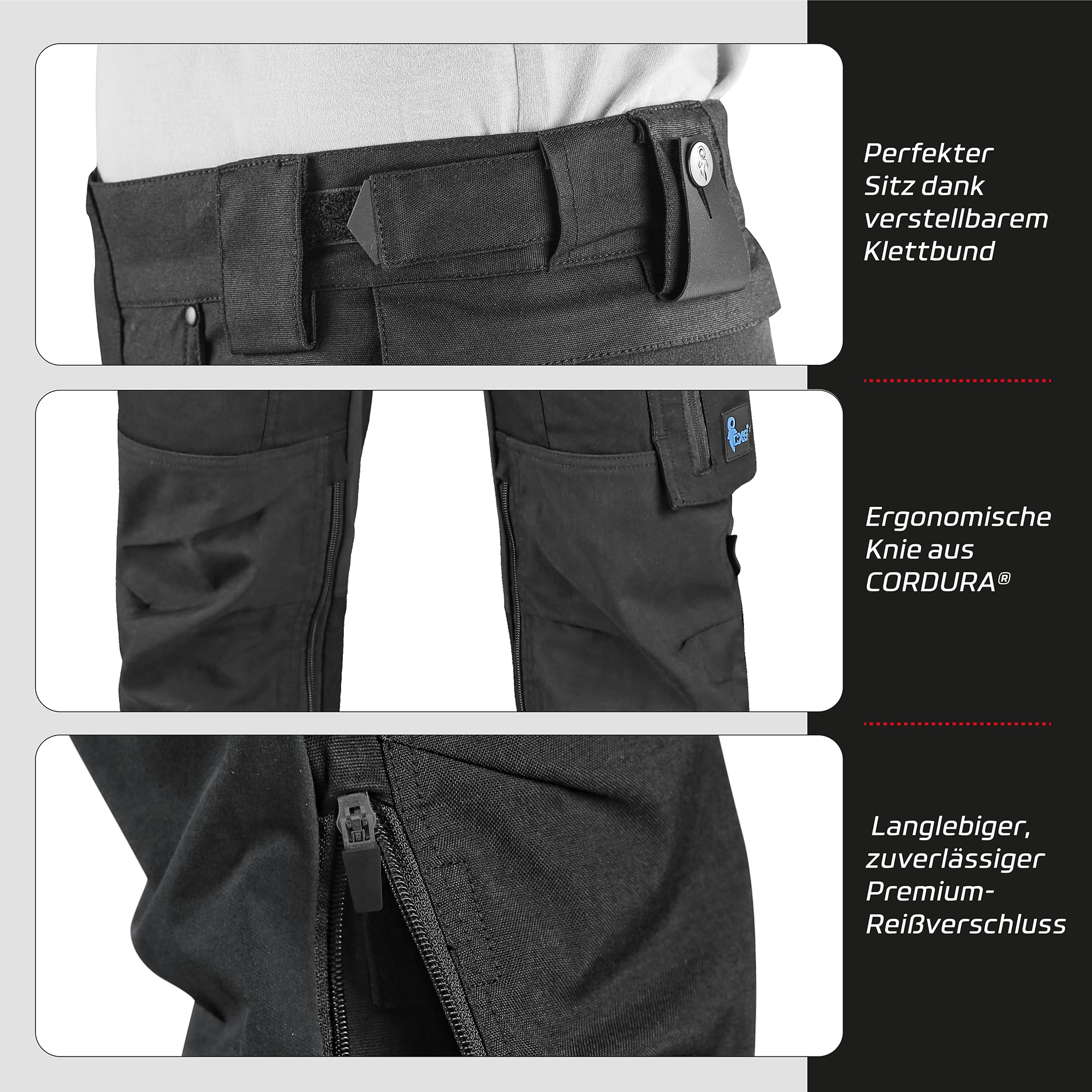 CXS® Arbeitshose für Herren - strapazierfähige Premium-Stretch Arbeitskleidung aus Cordura® mit hoher Bewegungsfreiheit vielen Taschen und Kniepolstertaschen - ideal für Baustellen und Werkstätten