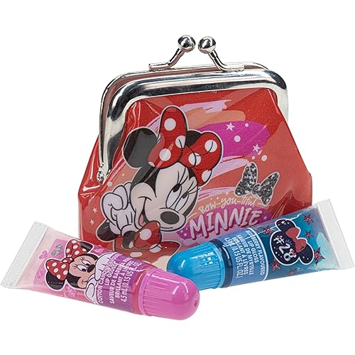 Miniatura 3 de Townley Girl Disney Minnie Mouse - Juego de 2 tubos de brillo de labios jugosos con monedero a base de plantas, juego de maquillaje cosmético para