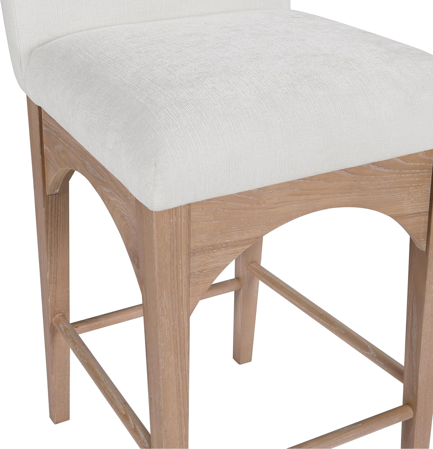 Meridian Furniture 390Cream-C Waldorf Collection Art Deco Stool with Soft Cream Chenille Fabric, Solid Ash Wood, Natural Finish, Counter Height Stool, 18" W x 20" D x 37" H, Cream