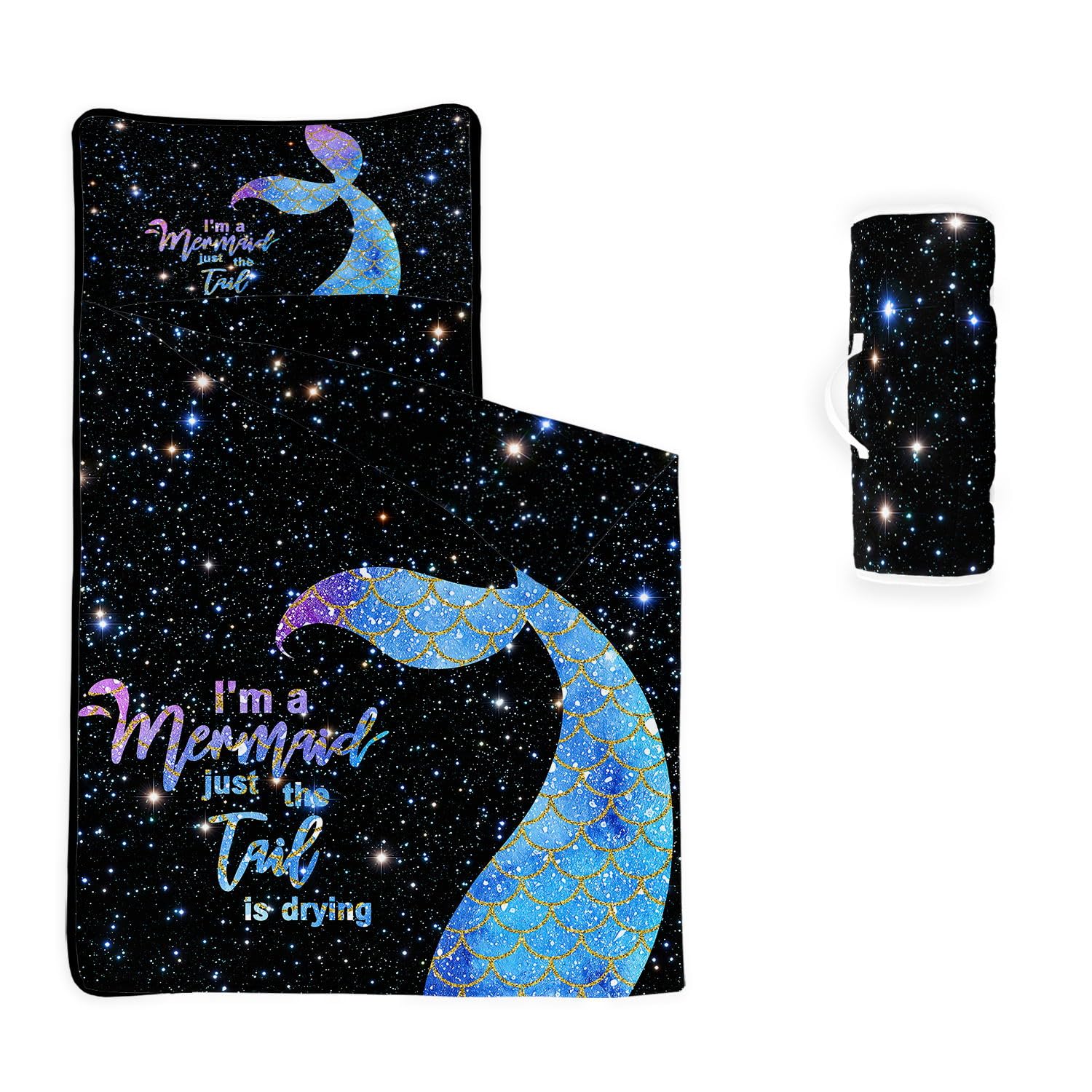 HOSIMA Nap Mat -Mermaid Sleeping Bag with Removable Pillow - Daycare and Sleepovers Preschool Kindergarten Bedding Set for Kids Toddler Boys Girls(Mermaid Standard)