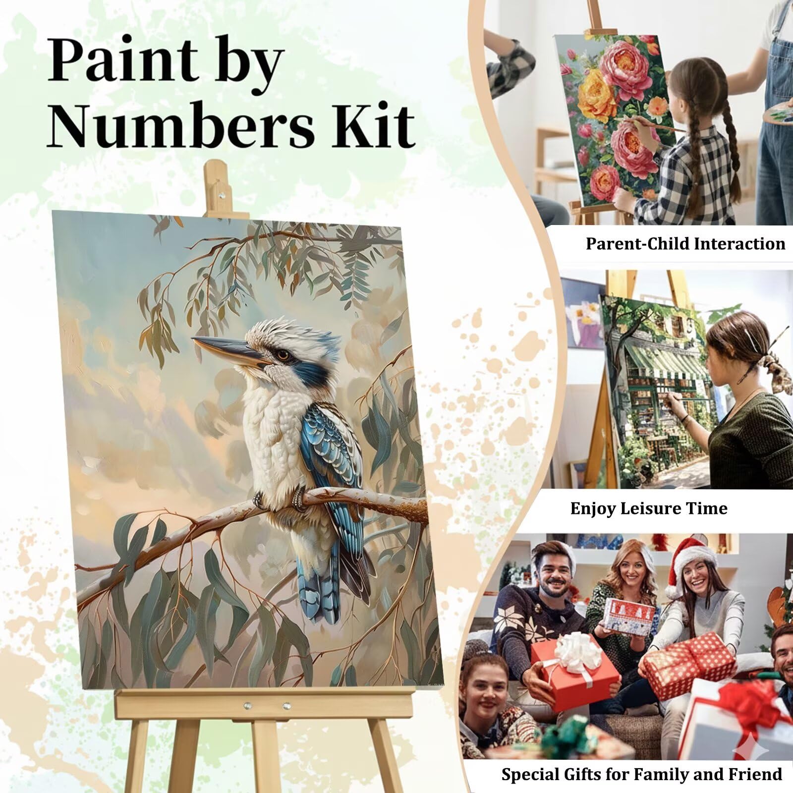 Dipingere con i Numeri Adulti Animale, Kit di Pittura a Olio su Tela DIY con Pennelli Pittura a Pigmento Acrilico, Paint by Numbers Bird Disegno, Decora la Casa Regalo 70x100 cm (Senza Cornice)-#807k