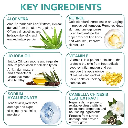 Miniatura 5 de Suero de retinol - Sistema de suministro de liposomas de retinol con ácido hialurónico y vitamina E, aloe, suero de retinol antienvejecimiento para