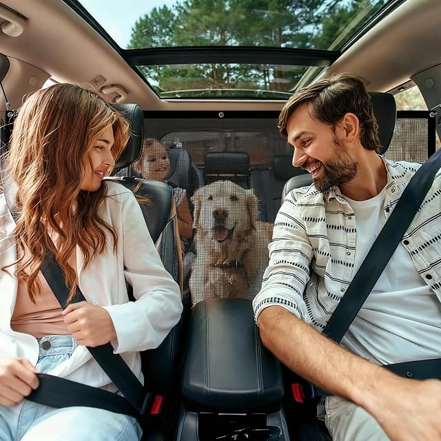 Foto 6 de 7 de SANLIUBA Reja Coche Perro Maletero,Rejilla Separadora para Maletero de 110 Cm x 75 Cm con Cuerda Ajustable…