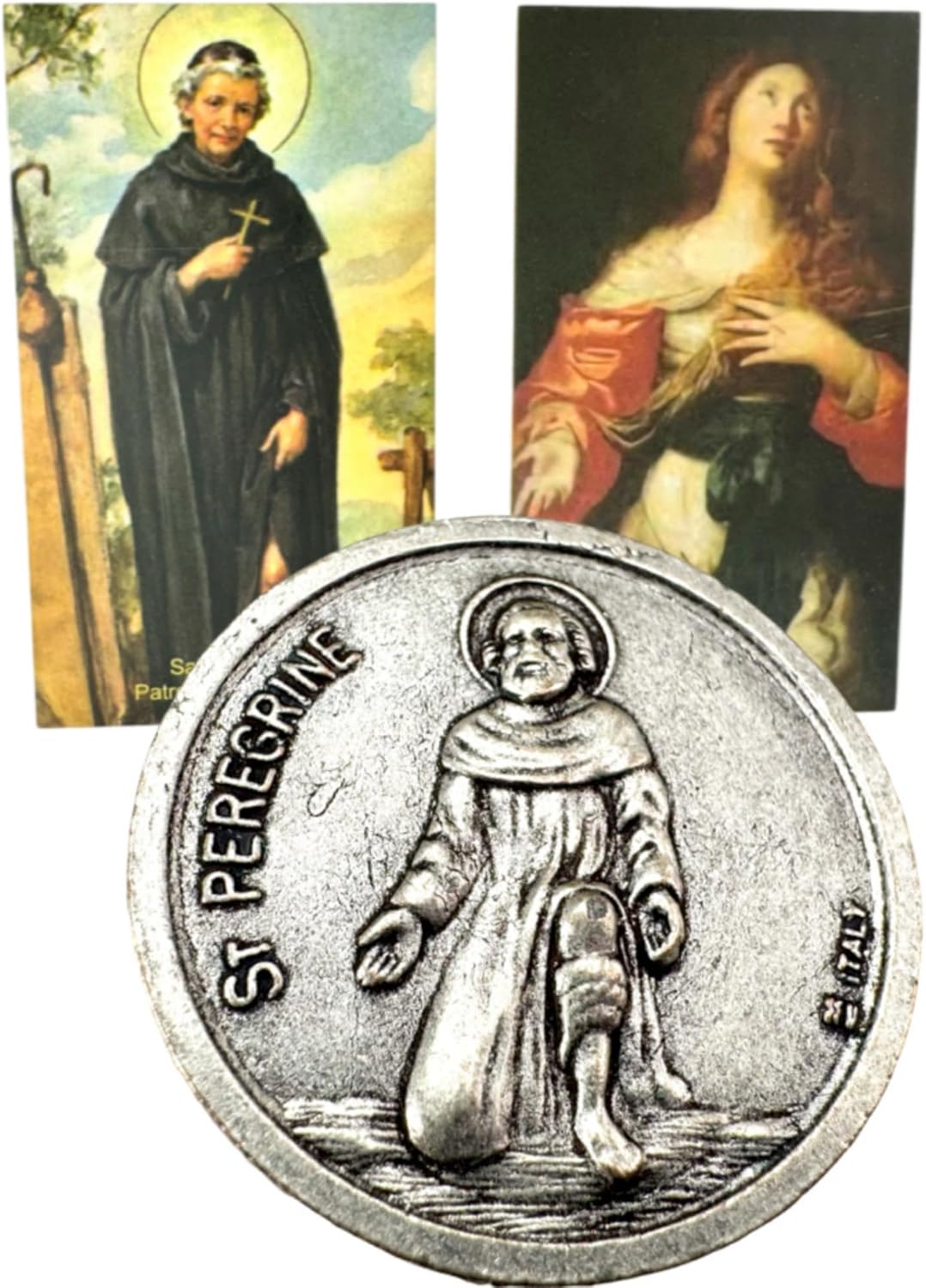 Westmon Works St Peregrine & Saint Agatha Pocket Token Set Double-Sided Italian Metal Coins with Holy Cards Patron of Cancer & Illness Devotional Gift - Image 4