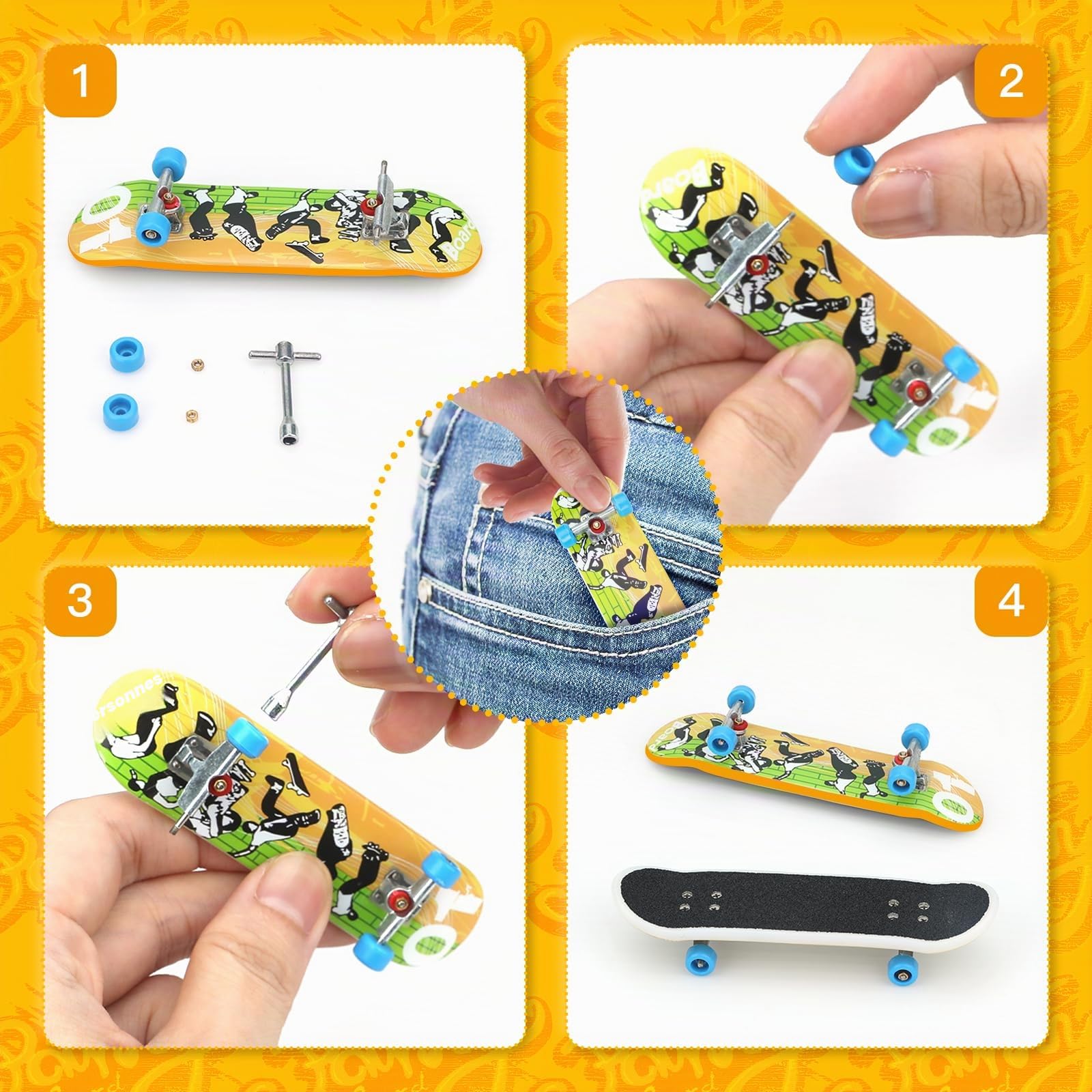Gr8ware Mini Skate à Doigts/Mini Fingerboard Ensemble de Rampes Accessoires d'entraînement Cadeau pour Enfants